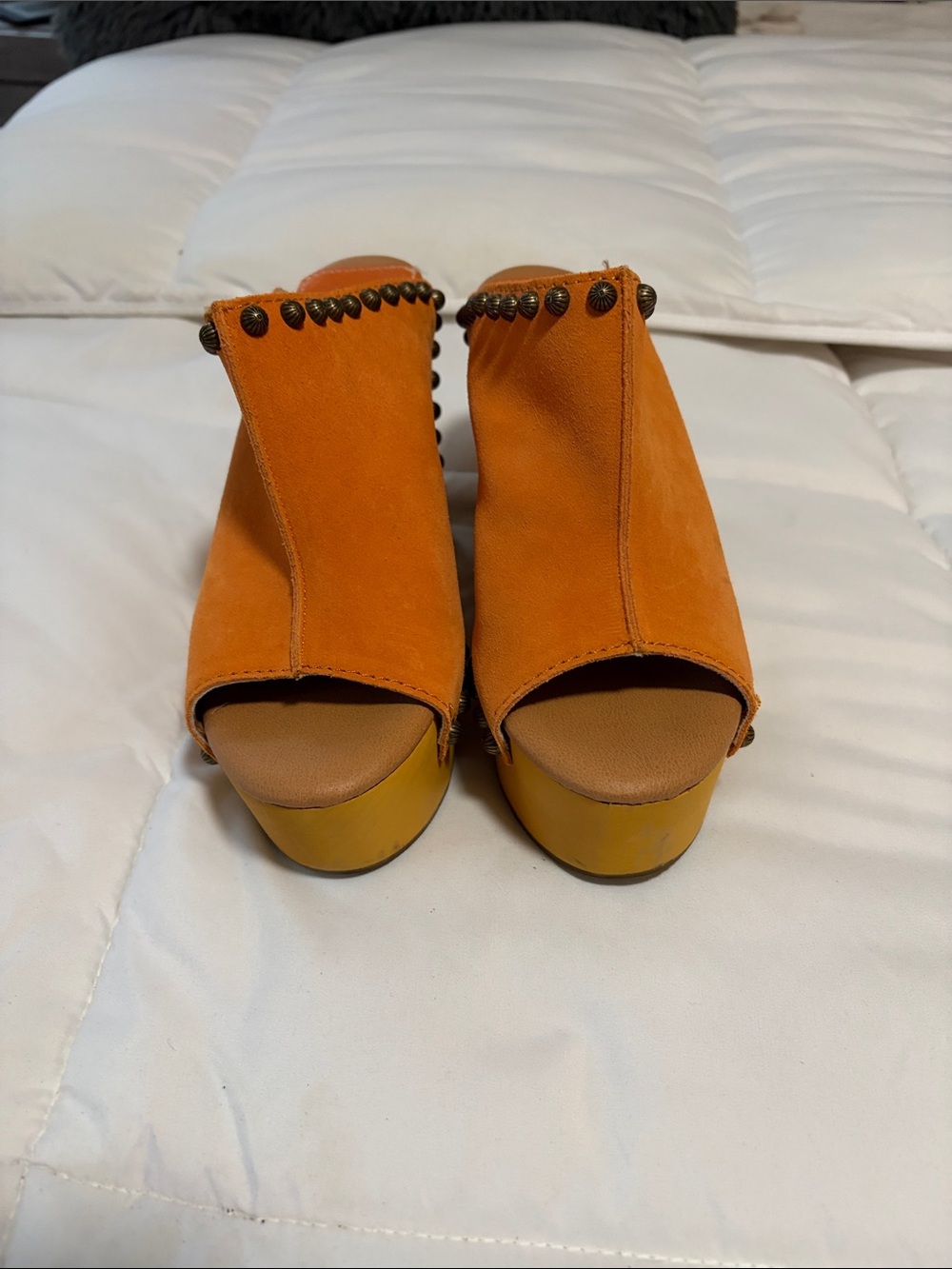 dingo Orange Suede Studded Platform Mule